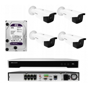 Monitoring domu i firmy Zestaw 4 kamer IP 8 Mpx Hikvision